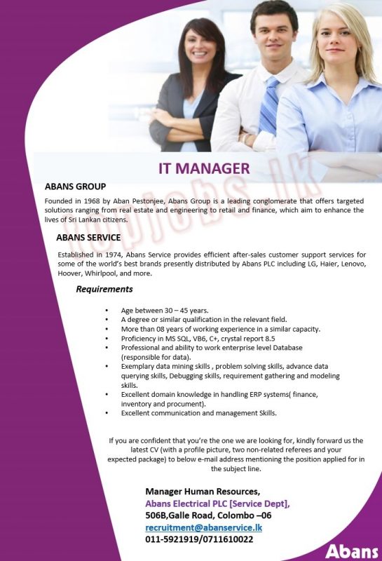Management job vacancies in sri lanka
