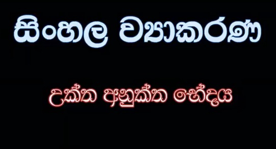 Sinhala Grammar (Above Mentioned Classification) Grade 05